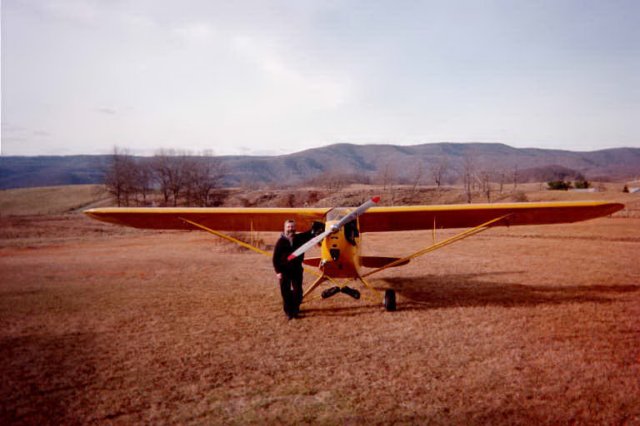 >David Hersman with 1946 Piper Cub, December 2001