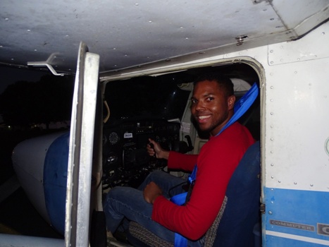 Damani Mitchell in the cockpit First solo, 9/30/17